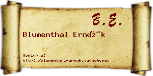 Blumenthal Ernák névjegykártya